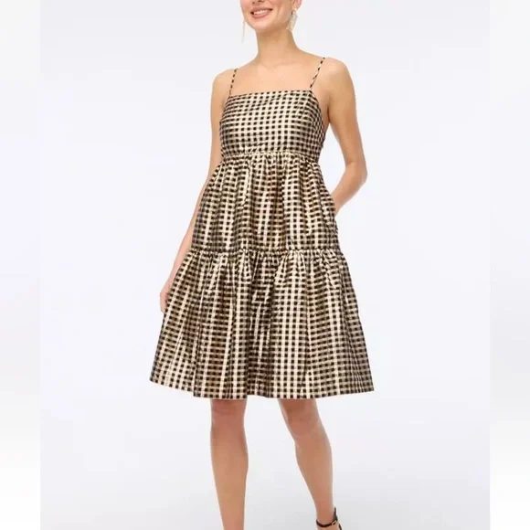 GORGEOUS j.crew metallic threads gingham dress EUC - Picture 3 of 5